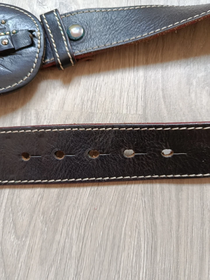 Dsquared Archive 2000s Y2k Black Leather Western Rugged Cowboy Buckle Belt M  Foto 3 de 4