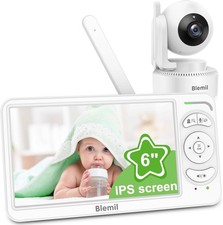 Blemil BabyMonitor with Camera and Audio, 6'' IPS Screen Baby Camera Monitor No