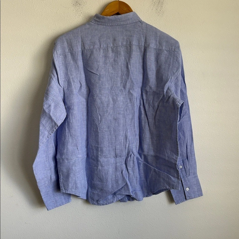 Camisa clássica J Crew Garçon em linho irlandês Baird McNutt tamanho 8 azul - Imagem 3 de 4