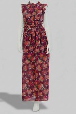 Vince Camuto Women's Red Ruffled Floral Chiffon Maxi Dress Size 14