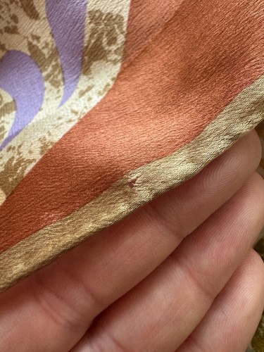 Vintage Christian Fischbacher Switzerland 100% silk scarf copper purple green - Picture 9 of 9
