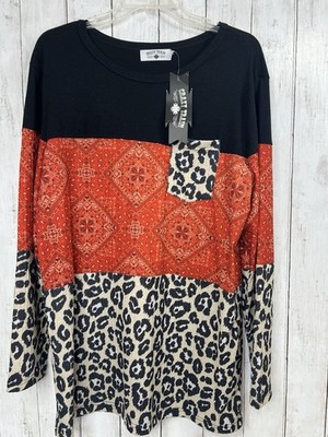 Crazy Train Tunic Large Colorful Artistic Animal Print T Shirt Women's NWT