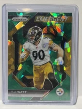 2023 PANINI PRIZM FOOTBALL TJ WATT GREEN CRACKED ICE PRIZM EMERGENT CARD PIT