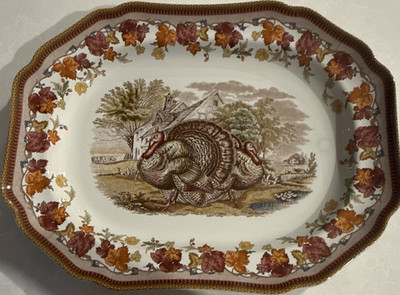 Spode Westbourne Turkey Platter Oval Autumn Leaves Thanksgiving England 2009