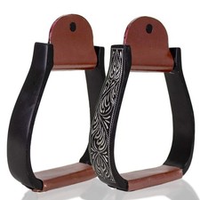 Black Engraved Adult Western Show Stirrups