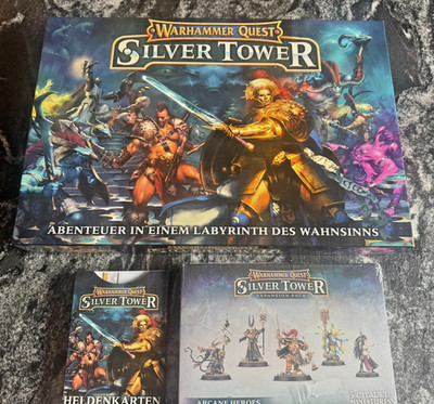 Warhammer Quest Silver Tower plus Erweiterungen und einigen bemalten Figuren