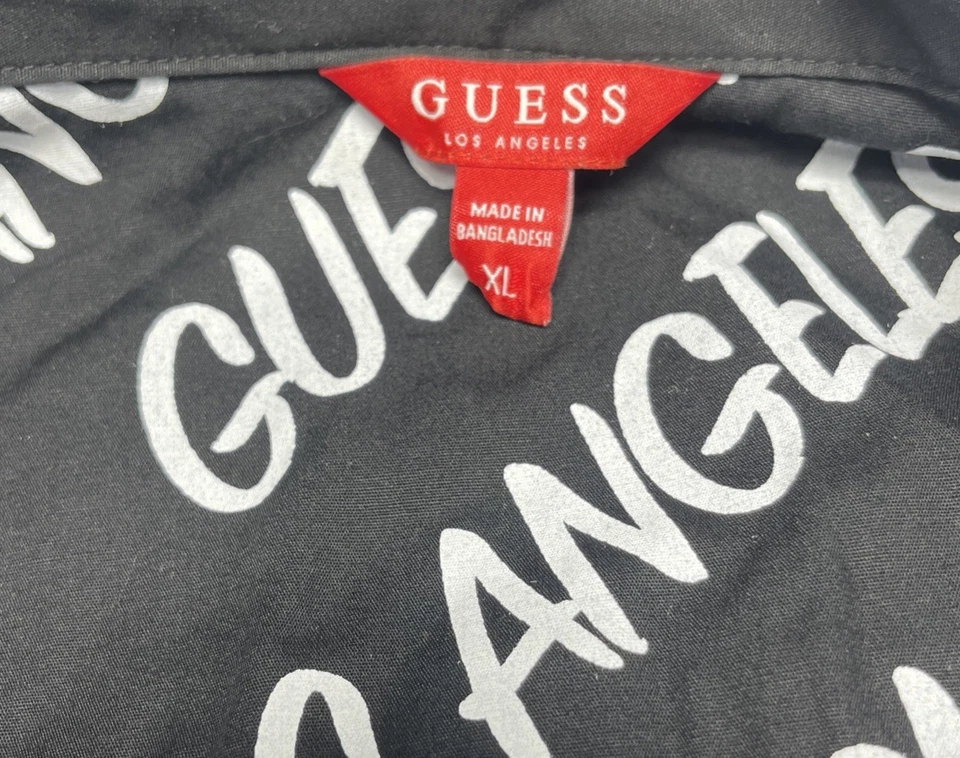 Vintage Guess Los Angeles Button Down Shirt All Over Logo Black/White -Womens XL - Image 2 of 4