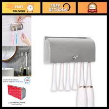 6-Slot Wall Mounted Toothbrush Holder - Stainless Steel, Dustproof, Self-Adhesiv