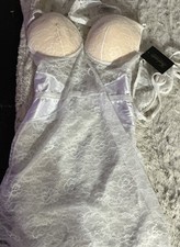 vintage fredericks of hollywood Med Lace Satin White Moreland Chemise Lingerie