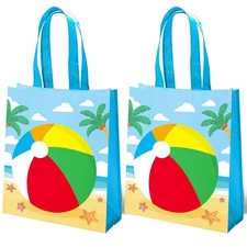16 PCS Beach Ball Non-Woven Party Bag 7.8x3.1x9.8 Summer Pool Goodie Bags