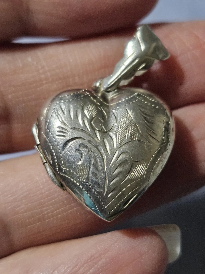 Medallón corazón plata de ley 1 pulgada L Foto 2 de 4