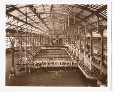 c.1900 SAN FRANCISCO SUTRO BATHS BATHHOUSE BATHERS&SPECTATORS~8"x10" SEPIA PHOTO