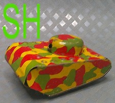 Vintage Tin Metal Litho Colorful Camo 1960s Japan Friction Tank Red Green Yellow