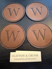 Clayton & Crume Leather Coaster Set Of 4 LETTER W
