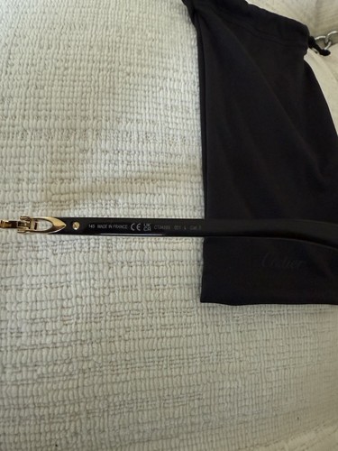 Gafas de sol Cartier CT0439S-001 cuerno de búfalo negro dorado nuevas y con factura - Imagen 7 de 14