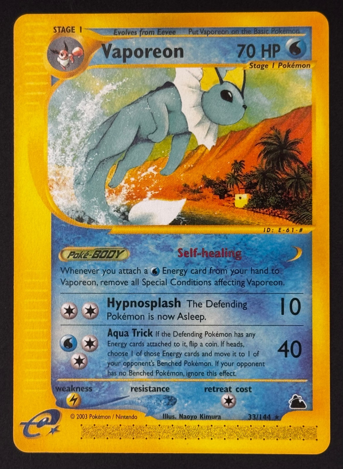 Pokemon TCG: Vaporeon - 033/144 Skyridge Non-Holo Rare [NM-/LP+]
