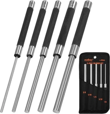 5-Piece Roll Pin Punch Set, 8-Inch Carbon Steel Pin Punch Tool Kit (1/8" to 3/8"