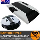 BLACK WHITE RAPTOR STYLE BONNET SCOOP FITS FORD RANGER PX2 PX3 2015 2016 - 2020