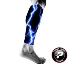 Stretch Compression Calf Leg Sleeve for Running Jogging Blue Lightning 1 Pair