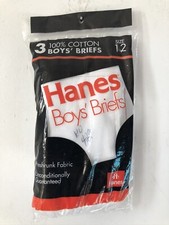 vintage hanes 3-pack boys briefs underwear size 12 deadstock NIP 1992 NOS kids