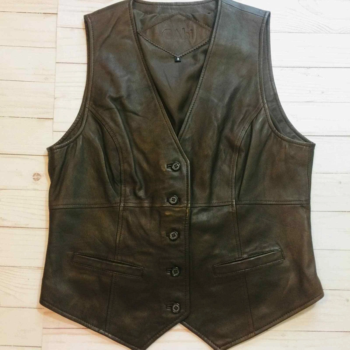 CAbi #381 Soft Brown Leather Vest M NWOT | eBay