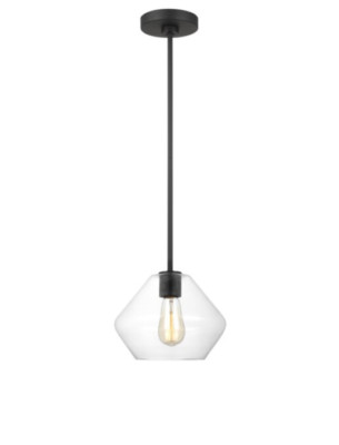 Generation Lighting Jett Black Transitional Clear Globe Hanging Pendant Light