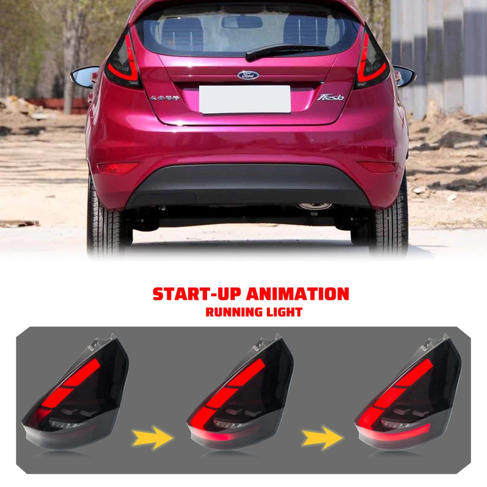 LED Tail Lights for Ford Fiesta Hatchback SE ST 2011-2019 Sequential Rear Lamps - Image 3 of 4
