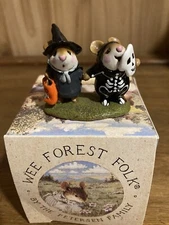 Wee Forest Folk Halloween Scary Friends: M-155 "Littlest Witch & Skeleton"