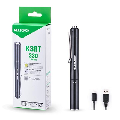 NEXTORCH 330 Lumens Rechargeable USB LED Penlight Pocket-Size Compact Mini To...