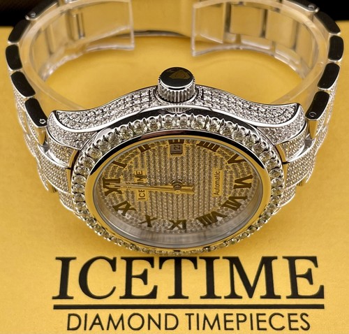 Reloj automático de plata Ice Time 41 mm para hombre helado con 12 quilates de diamantes - Imagen 7 de 7