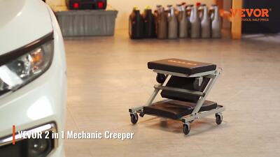 Mechanic Creeper 36''300Lbs 2 in 1 Folding Rolling Garage Stool