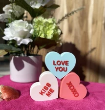 Large Conversation Hearts Flat Sides, Classic and Custom Phrases, Candy Hearts
