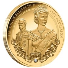 Gold Coin Queen Elizabeth II 2022 - Tokelau - Accession to the Throne 1952 - 1 oz Proof