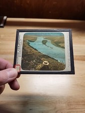 Vtg Magic Lantern Slide-Panaroma View Up The Rhine From Drachenfels Castle-Color