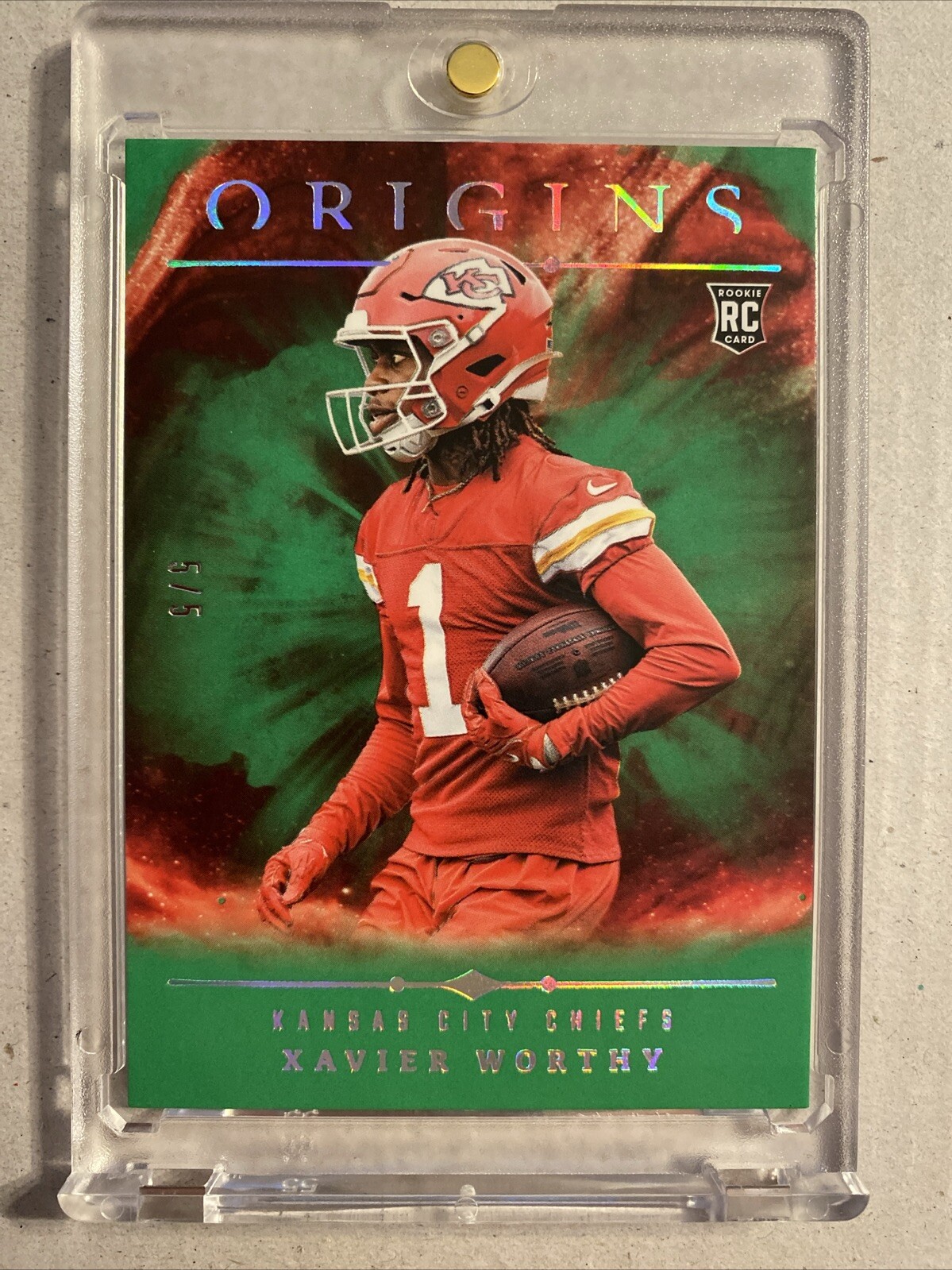 2024 Panini Origins - Rookies Green #150 Xavier Worthy 5/5 Chiefs