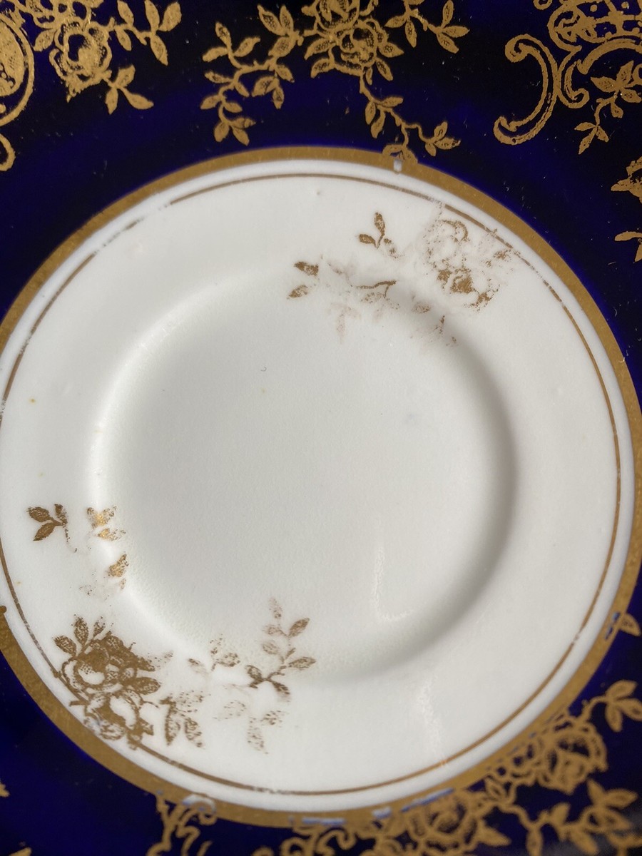 Antique 1890s Aynsley England Cobalt Blue & White Bone China