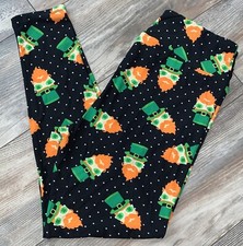 LuLaRoe TC Leggings Black Green Leprechaun St Patricks Day Shamrock Polka Dot