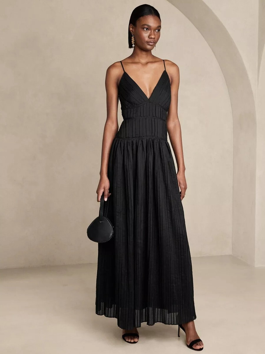 sachin and babi light blue dress Banana Republic 8T (8 TALL) Jacqui Pleated Maxi Dress, Black Formal Long  Dress