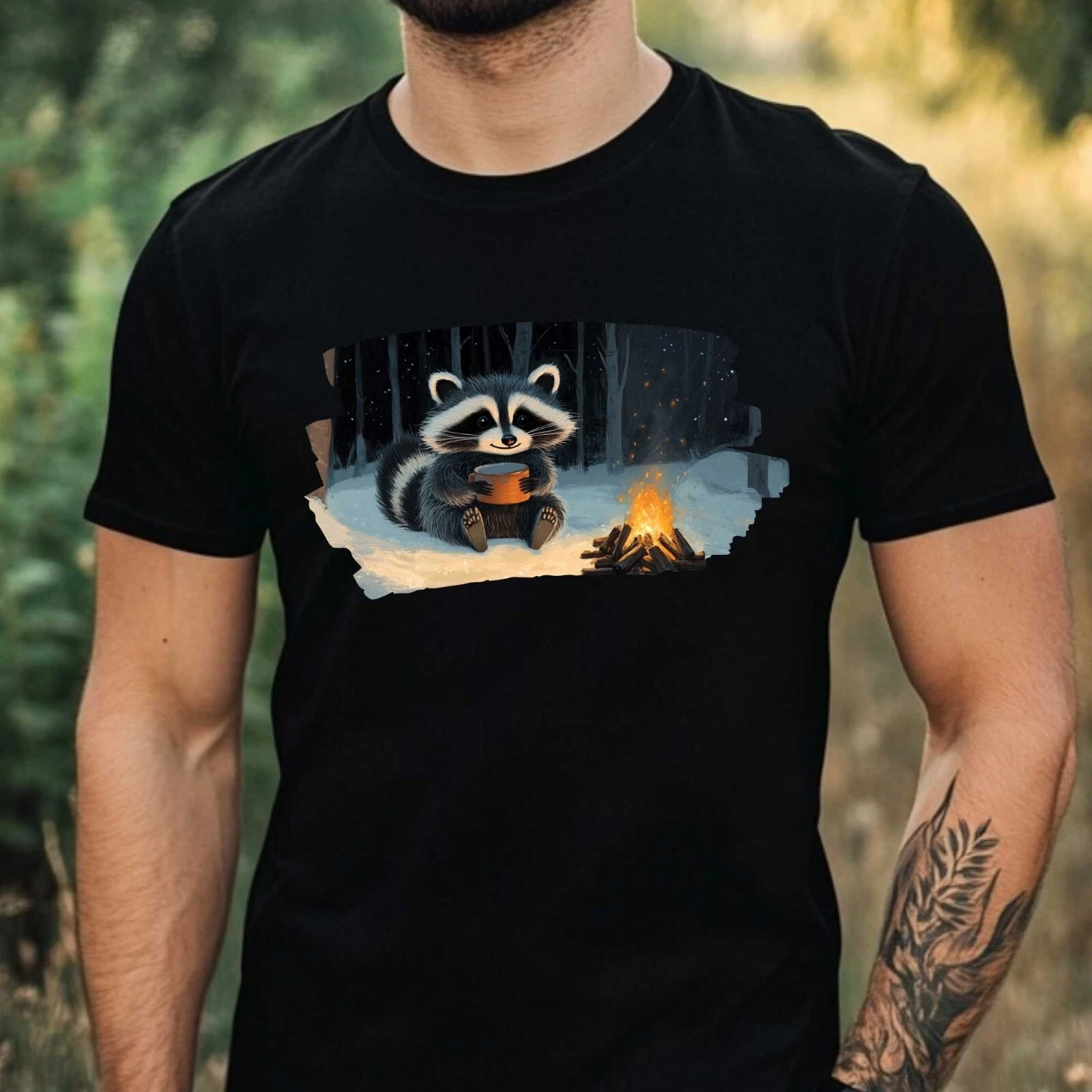 Mens Camping Raccoon Print Cotton T-Shirt Size XS to 5XL
Opens in a new window or tab
