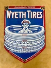 Vintage Wyeth Tires Service Shield Porcelain Enamel Advert Sign 10' x 6" Inch