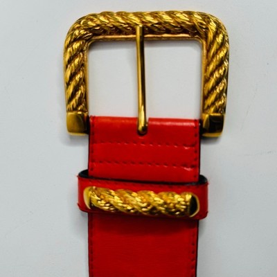 Vintage Escada Orange Leather & Gold Belt Made in Germany Stars Size 34 Vintage Escada Orange Leather & Gold Belt Made in Germany  main image 2