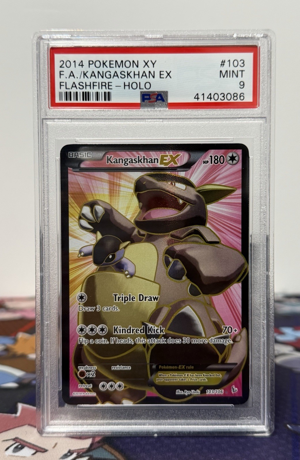 PSA 9 Pokemon Card Kangaskhan EX Full Art 103/106 Flashfire MINT