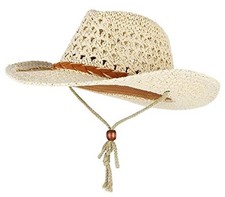 Baby Toddler Kids Sun Straw Western Cowboy Hat Wide Brim with One Size Beige
