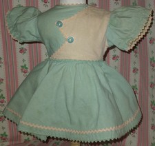 1950s Factory Textured Cotton Tur/Whi DOLL DR...