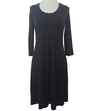 Karen Kane SMALL Black Jersey Rayon 3/4 Sleeve Scoop Neck Dress USA