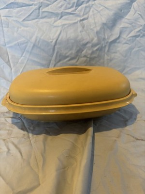 Vintage Tupperware Microwave Vegetable Rice Steamer 3 Piece Harvest Gold #1273-6