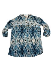 Rory Beca 100% Silk Blouse Medium Tie Dye Made In USA Coastal Beach Resort Top