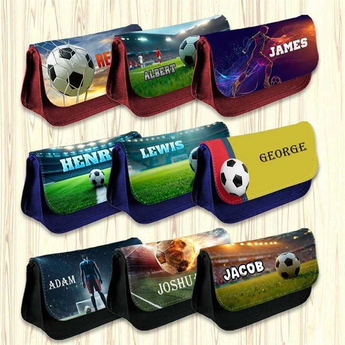 DAILY GIFTS Personalisiertes Federmäppchen Fußball Design Mädchen Jungen Schreibwaren Kind Schultasche 58