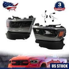 <halogen Upgrade To Full Led> For 2019-2024 Ram 1500 Smoked Full Led Headlights
