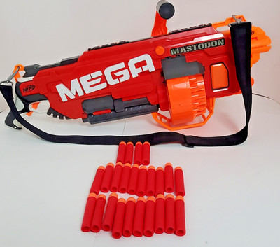 NERF N-strike Mega Mastodon Motorized Dart Gun with Strap and Darts - Working